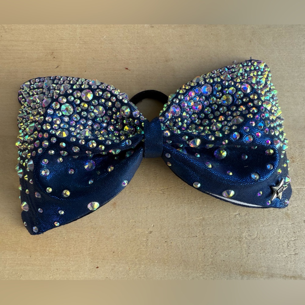 Rebel Athletic Blue Rhinestone Cheer Bow